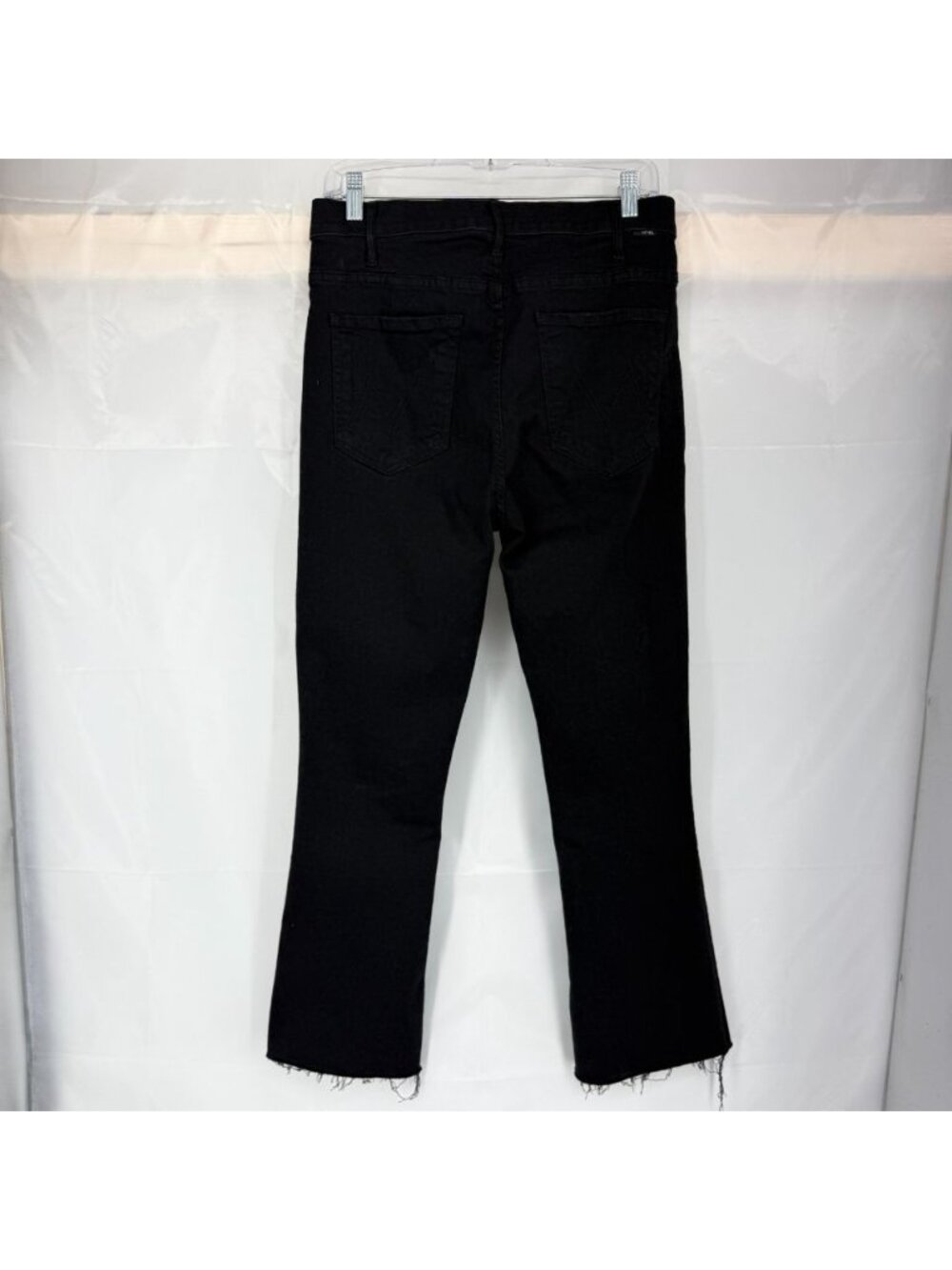 MOTHER Women 30 The Hustler Ankle Jean Fray Black Denim Flare Leg Pant High Rise - Picture 3 of 12